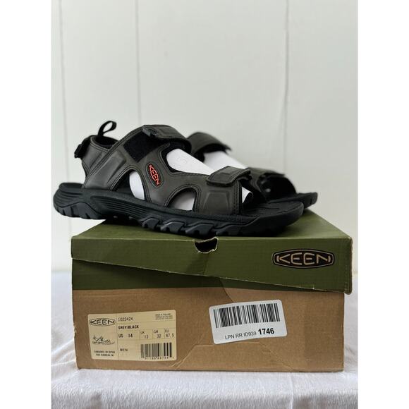 Men's Keen Targhee iii Grey and Black Open Toe Hiking Sandal, Size 14 - Picture 5 of 9